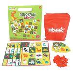 abeec Dinosaur Bingo – Bingo Game for Children and Adults Includes Bingo Game Cards, Bingo Card Markers and Bingo Call Out Cards – Kids Bingo Set 5+