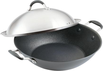 Circulon Scratch Defense Non-Stick Wok 36cm – Induction, Stainless Steel Lid, Dishwasher & Oven Safe, Graphite Pewter