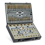 Orion Motor Tech 86pc Tap and Die Set in SAE and Metric, Titanium Coated Steel Tap Set and Die Tool Set for Homeowners Mechanics and Craftsmen Metric and Standard Internal and External Threading