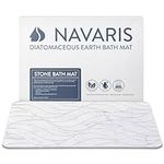 Navaris Diatomaceous Earth Bath Mat - Diatomite Stone Floor Mat For Bathroom And Shower At Home - Quick Dry, Non Slip, Absorbent 60 x 39 cm - White Marble Print
