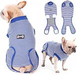 EMUST Dog Recovery Suit, After Surgery Wear for Dogs Male Female, Pet E-Collars Alternative Bandages, Professional Dog Onesie for Surgery for Abdominal Wounds, Weaning&Skin Diseases,Blue Strip/L