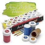 int!rend Acrylic Metallic Paint Set, 14 Waterproof Paint Colours 18 ml Each + 2 Round Brushes + 1 Flat Brush, Acrylic Paint for Paper, Wood, Clay, Stone for Painting and Crafts