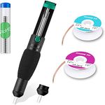 CESTLAVIE Soldering Removal Tool, 5-in1 Soldering Vacuum Pump Desoldering Solder Sucker & 2pcs Solder Wick, Desoldering Assist Tool Kit Companion for Laboratory, Home and Industry (Soldering Removal Tool)