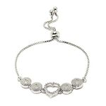 KENNICE Rhodium-Plated Silver Toned White American Diamond studded Link Bracelet Jewellery for Girls and Women