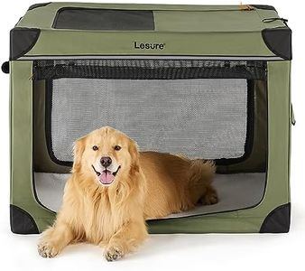 Lesure Soft Collapsible Dog Crate - 42 Inch Portable Travel Dog Crate for Extra Large Dogs Indoor & Outdoor, 4-Door Foldable Pet Kennel with Durable Mesh Windows (Green)