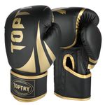 Boxing Gloves PU Sparring Gloves, Kickboxing Gloves for Outdoor Sports Training, Muay Thai, Training Sparring, Fighting, Kickboxing, Punch Bag Boxing for Men & Women (Black Gold, 10oz)