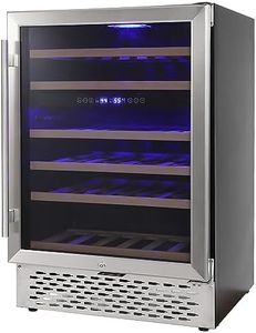 Garvee LXAI-PHO_0XWY Wine Cooler Refrigerator 51 Bottles-Dual, Seamless Stainless Steel, Low Noise, Tempered Glass Door, Temperature, Black