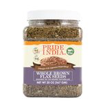 Pride Of India - Whole Brown Flax Seeds - Omega-3 & Lignan Superfood, 1.25 Pound (567 gm) Jar