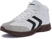 Joomra Men's Stylish High Top Shoes | Retro-Inspired Sneakers | Comfort Ankle Support, X66 | White, 7