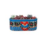 Evergreen Garden Talavera - Maceta de cerámica mexicana de cerámica turquesa | Maceta suculenta | Interior y exterior (12 pulgadas)