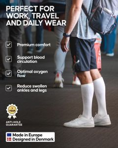 DANISH ENDURANCE Compression Socks, Grey – Size 6-8