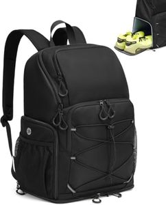 WANDF Swim Bag with Shoe Compartment, Wet Pocket Breathable Gym Backpack