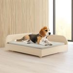 amoona Modern Minimalist Dog Bed with Removable Washable Cover & Mattress 27" x 21" - Perfect for Small Pets Dogs and Cats up to 24" & 50 lbs. Natural Finish Pine Wood Design, Medium (PET-DBEDP1-M)