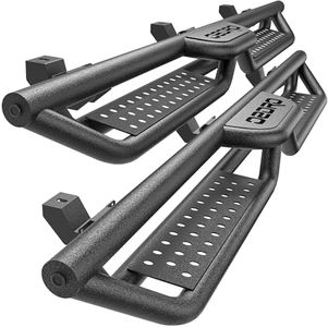 Running Boards Compatible with 2018-2024 Jeep Wrangler JL 4 Doors, 6" Two-Stairs Side Step Rails Coated Black Carbon Steel Nerf Bars