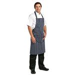 Whites Chefs Clothing A535 Poly-Cotton Butchers Apron, Blue Stripe