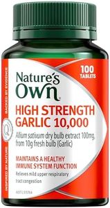 Nature’s Own High Strength Garlic 10000 Tablets 100 - Reduces Mild Upper Respiratory Tract Congestion - Supports Healthy Immune System Function & Cardiovascular Health