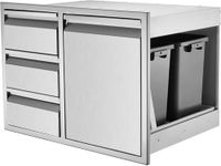 WSSEY Outdoor Kitchen Drawer Combo, BBQ Access Door Drawers Combo with Stainless Steel, Perfect for BBQ Grill Station Outdoor Kitchen Storage Cabinet (28" W x 19.6“D x 20.1" H).