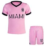 Soccer Jerseys for Kids #10 Miami Youth Soccer Jersey for Boys & Girls Uniform Sport Fans Futbol Gift Set(MIPCA,8Y)