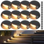 3W LED Deck Lights, Landscape Step Stair Railing Light Fixture Die-cast Aluminum 12V AC/DC Accent Lighting Pack of 12 for House Yard Garden