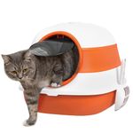 PawHut Foldable Cat Litter Tray Hooded Cat Litter Box w/High Side, Orange