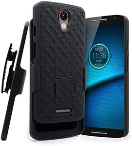 Rome Tech Belt Clip Holster Case for Motorola Droid Turbo 2 ​XT1585 - Slim Heavy Duty Shell Holster Combo - Rugged Phone Cover with Kickstand Compatible with Moto Droid Turbo 2 - Black