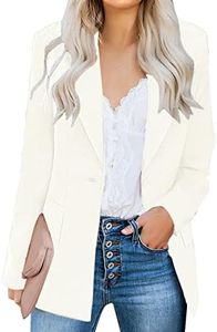 luvamia Women's Casual Long Sleeve Lapel Button Slim Work Office Blazer Jacket Formal Blazers for Women Brilliant White Size Xx-Large Size 20 Size 22