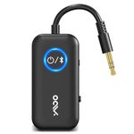 YMOO Bluetooth 5.3 Transmitter Receiver with Aptx/Aptx-LL Ultra Low Latency Support (<36ms), Dual Connection 2-in-1 Aux Bluetooth Adapter for Airplanes/Boats/Gym/TV (black upgrade)