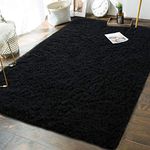 Andecor Soft Fluffy Bedroom Rugs - 5 x 8 Feet Indoor Shaggy Plush Area Rug for Boys Girls Kids Baby College Dorm Living Room Home Decor Floor Carpet, Black