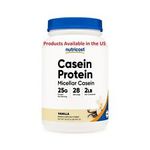 Nutricost Casein Protein Powder 2lb Vanilla - 100% Micellar Casein - Free Ship!