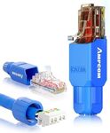 AMPCOM RJ45 Connector (12-Pack) Tool Free Field Termination Modular Plug for Cat6A UTP Ethernet Cable - Blue