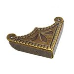 12 Pcs Bronze Corner Protectors Decorative Safety Guards Metal Covers Vintage Antique Right Angle Bracket For Wooden Case Corner Jewelry Box Edge Craft Chest Large Size (Side Length:56mm, Height:10mm)