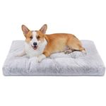 Nobleza Dog Bed Medium, Ultra Soft Thick Dog Beds Medium Washable, Fluffy Calming Anti Anxiety Dog Bed Dog Crate Mattress, Deluxe Plush Dog Mat with Anti-Slip Bottom, Grey, 80x50x10cm