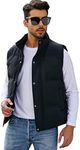 Flygo Mens Puffer Vest Winter Padded Vests Lightweight Stand Collar Sleeveless Jacket Outerwear(Black-M)