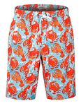 Men's Swimming Trunks with Pockets Beach Swimwear Quick Dry Elastic Waist Board Shorts (XL, 016 no mesh Lining-Crab)