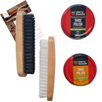 INESE Shoe Polish Kit Black and Brown | Black and Light Tan, Brown Shoe Polish and 2 Brushes