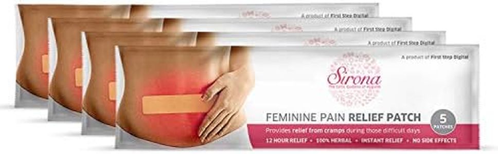 Sirona Herbal Period Pain Relief Patches - Pack of 20 | Instant Relief from Menstrual Cramps | Cool Patches with No Chemical Actives | No Side Effects