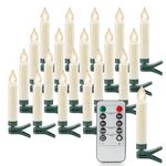 Rhytsing Set of 20 Clip On Candles for Christmas Tree with Remote, Battery Operated LED Candle Lights with Timer, Wax Dripping Design, Indoor and Outdoor use