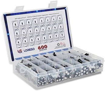 Loreso Electrolytic Capacitor Variety Pack 600 pcs Assortment Kit Box - 600pcs 24 Value - Electrolytic Capacitors 0.1uf to 1000uf 50V, for Electronics Projects