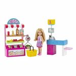 Barbie Chelsea Snack Stand Playset with Doll 15+ Pieces: Register, Food Items, Shopping Basket & More, Gift for Ages 3 Years Old & Up - GTN67