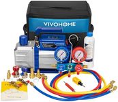 VIVOHOME 110V 1/3 HP 4.5CFM Single Stage A/C Vacuum Pump and AC Manifold Gauge Kit, Sparkless Motor for R32 R1234yf R134a R22 R410a Systems, HVAC Air Conditioning Refrigeration Recharging