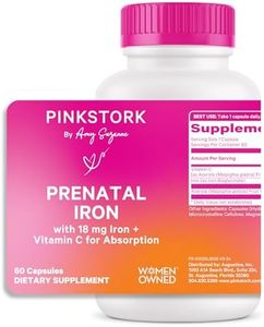 Pink Stork Prenatal Iron Supplement for Women - 18 mg Non-Constipating Iron & Vitamin C for Pregnancy, Postpartum, & Breastfeeding - Focus, Fatigue, & Blood Cell Production - 2 Month Supply