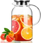 PARACITY Glass Pitcher with Lid, Hot& Cold Glass Water Pitcher with Handle, Iced Tea Pitcher Carafe for Coffee, Juice, Lemonade and Milk 61oz/ 1.8L…