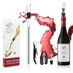 Vicloon Wine Cooler, 4-in-1 Portable Wine Bottle Chiller with Aerator Pourer, Stainless Steel, Wines Bottle Cooler Stick, Bottle Opener, Stopper, Foil Cutter, Wines Chiller Stick for White & Red