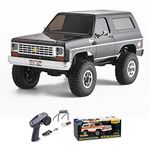 WOWRC FMS 1/24 FCX24 Chevy K5 Blazer RC Crawler,Pick Up Truck & SUV 2 in 1,4WD 8+ kmh 2 Speeds Transmission,Off-Road RC Car with Battery,USB Charger and 2.4Ghz Remote Control for Adults,Black