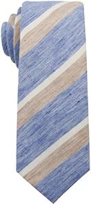 Mantieqingway Mens Skinny Ties,2.56" Cotton Neckties Striped Plaid Ties for Groom Groomsmen Wedding Party Christmas (Light Blue Beige)
