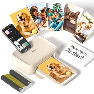 4x6 Photo Printer, CP4100 Photo Printer for iPhone & Android with 20 Sheets & 1 Cartridges, Instant Portable Photo Printers, Wi-Fi Wireless Picture Printer, Dye Sublimation, Beige