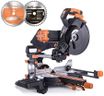 Evolution Power Tools R255SMS-DB+ Double Bevel Sliding Mitre Saw, Multi-Material Cuts Metal, Wood, Plastic & More - with Plus Pack includes Clamps, Dust Bag & Blades, 255mm (230V)
