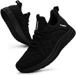 Feethit Womens Running Shoes Lightweight Tennis Shoes Non Slip Walking Gym Workout Slip on Sneakers Black Size 7.5