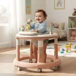 Baybee Melody Baby Walker for Kids with 5-Level Height Adjustment, 360° Swivel Seat & Musical Toy Bar | Round Activity Walker for Babies 6–18 Months (Pink)