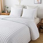 WDCOZY White California Cal King Size Quilt Bedding Sets with Pillow Shams, Oversized Lightweight Soft Bedspread Coverlet, Quilted Blanket Thin Comforter Bed Cover, 3 Pieces, 118x106 inches